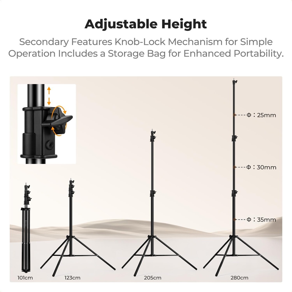 Paral Estudio Video Fotografia 2,8 metros K&f Concept KF34.064 Air-Cushioned Incluye estuche y Sandbag