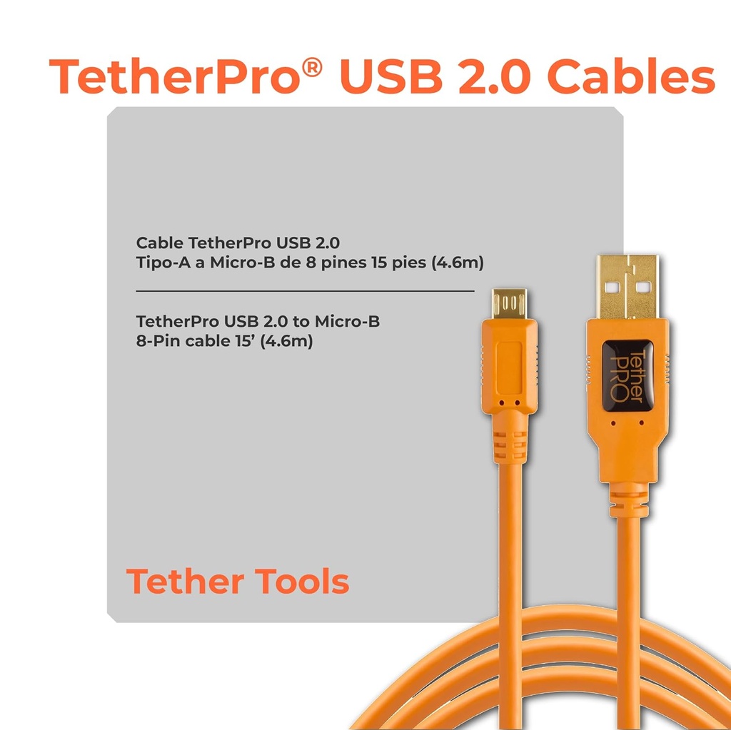 Cable Tipo C a 2.0 Micro-B 5-Pin Tether Tools TetherPro 4,6 Mts (copia)