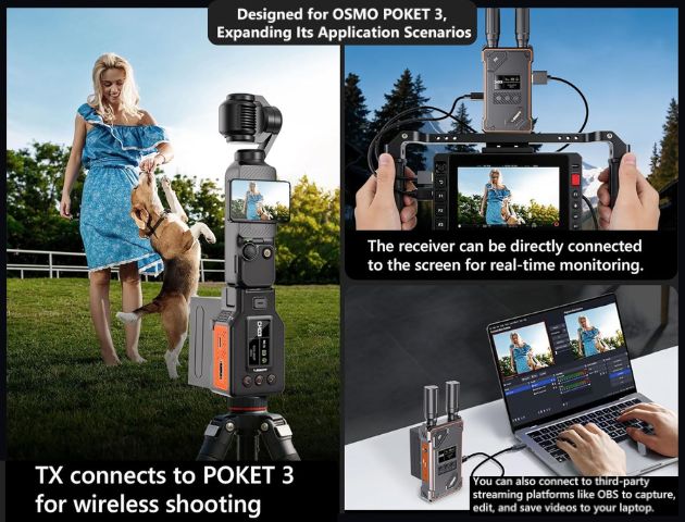 Transmisor de video LiveGear WL087PRO OSMO Pocket 3 y 4 de 450 Mts
