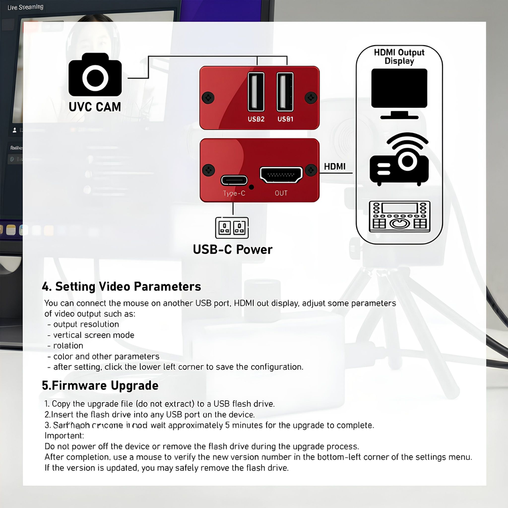 Convertidor de UVC a HDMI Livegear Compatible con DJI Insta y otros modelos 