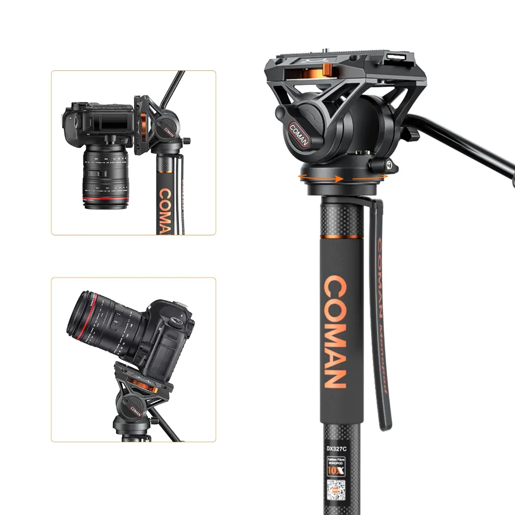 Tripode Monopie Coman DX327CQ6 Cabezal Fluido 173 cm