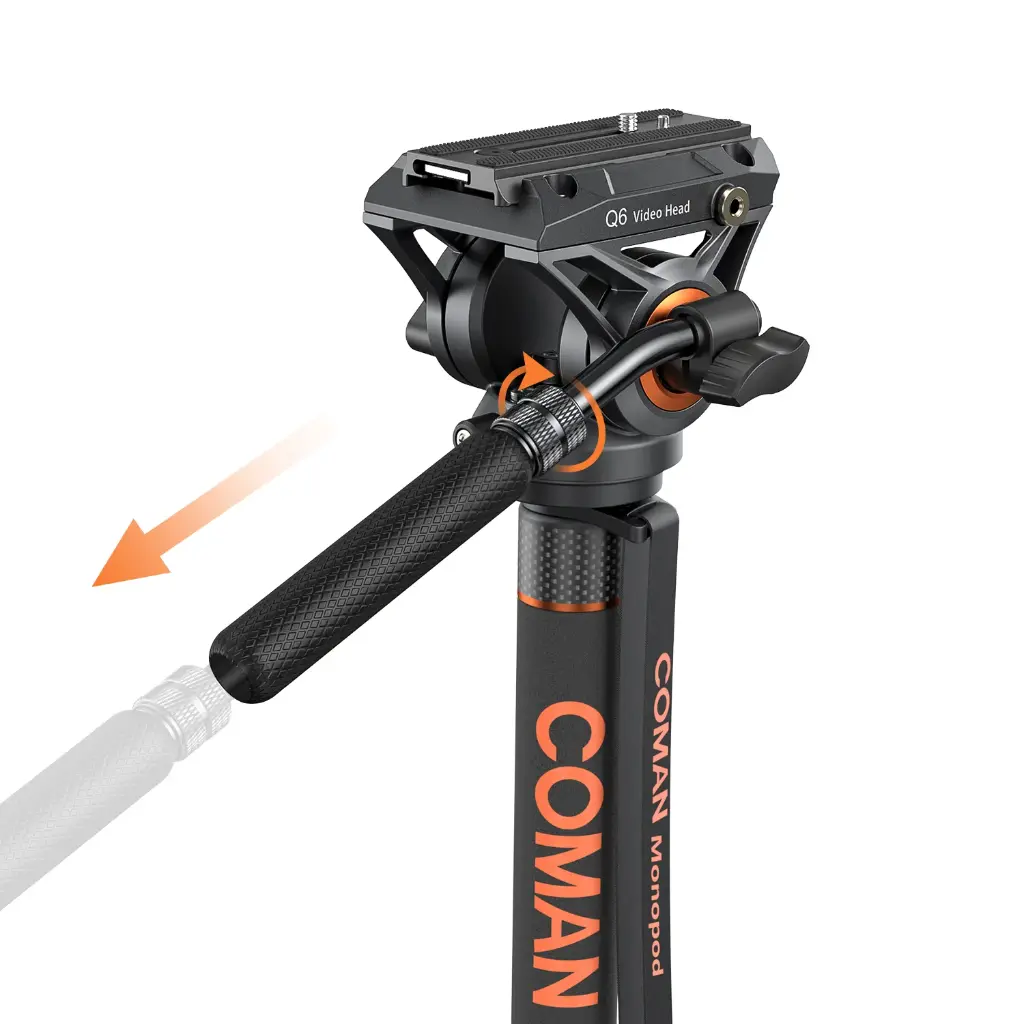Tripode Monopie Coman DX327CQ6 Cabezal Fluido 173 cm
