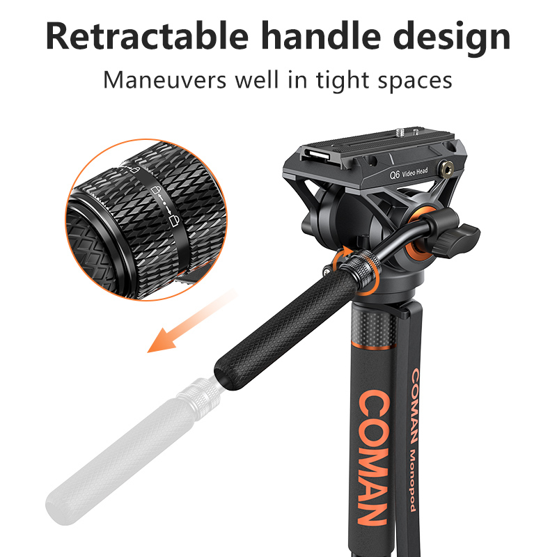 Tripode Monopie Coman DX327AQ6 Cabezal Fluido 173 Cm