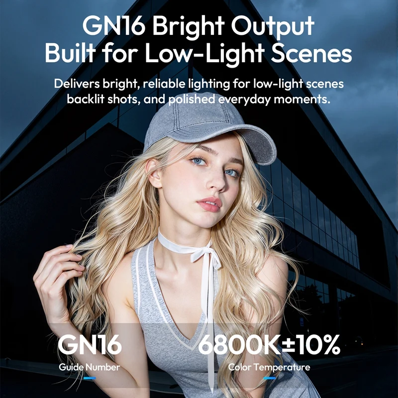 Flash Speedlite Ulanzi F16R con Luz Led Continua bicolor GN16 90° Tilt