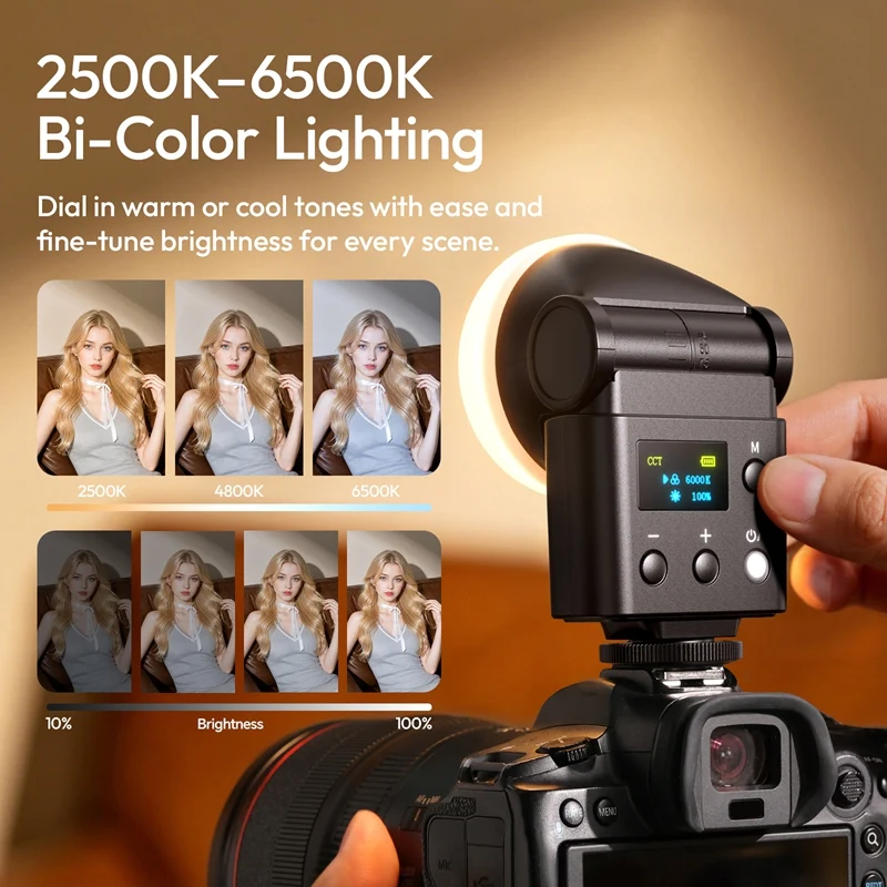 Flash Speedlite Ulanzi F16R con Luz Led Continua bicolor GN16 90° Tilt