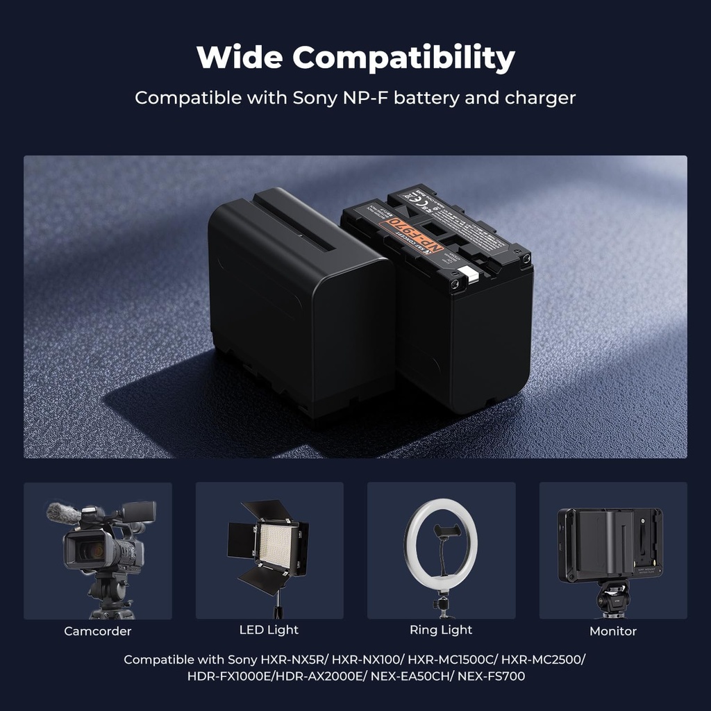 Kit 2 Baterias Np-F970 6600mah para Sony K&f Concept + Cargador