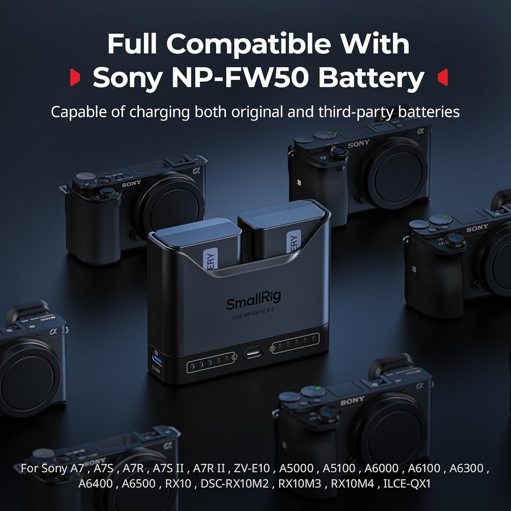 Cargador Rapido SMALLRIG NP-FW50 Carga dual 11W