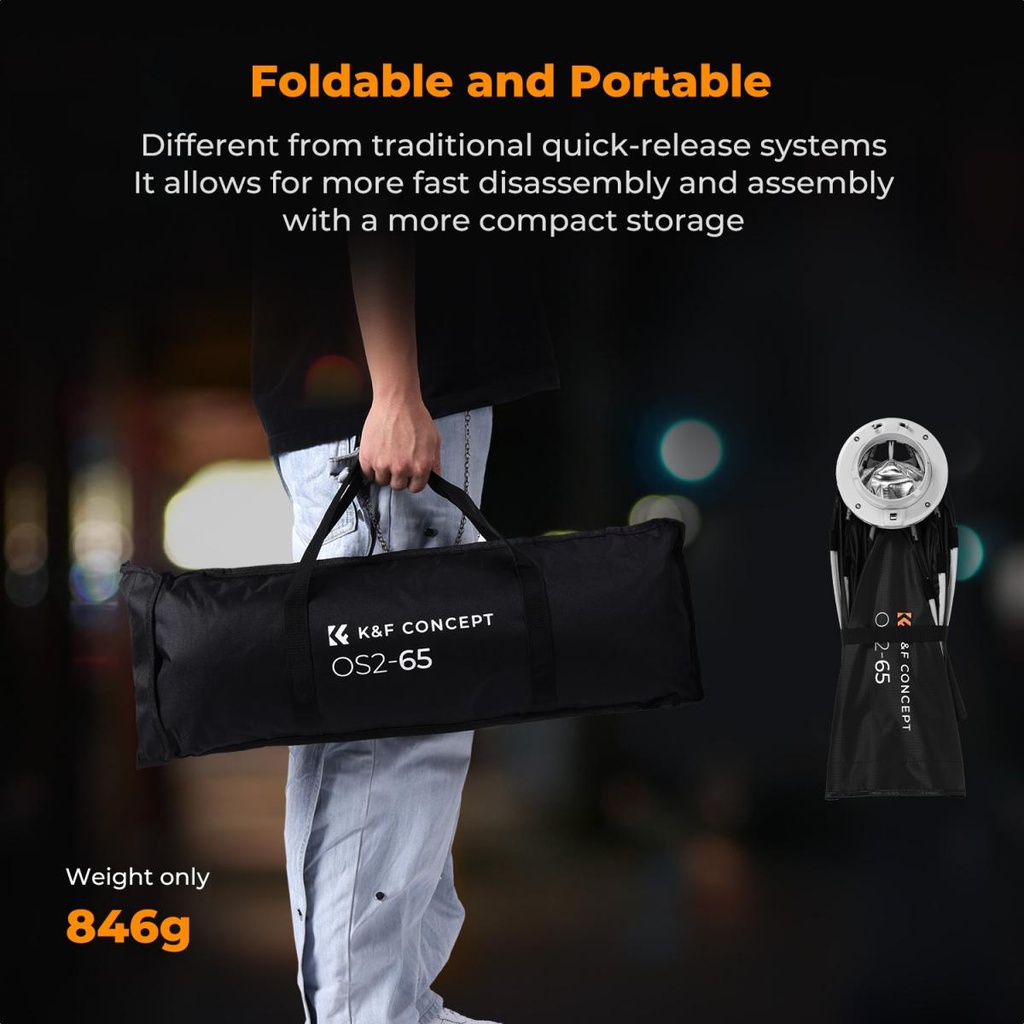 Softbox Octogonal 65CM K&f Concept Bowens Mount Nuevo Diseño FLAT