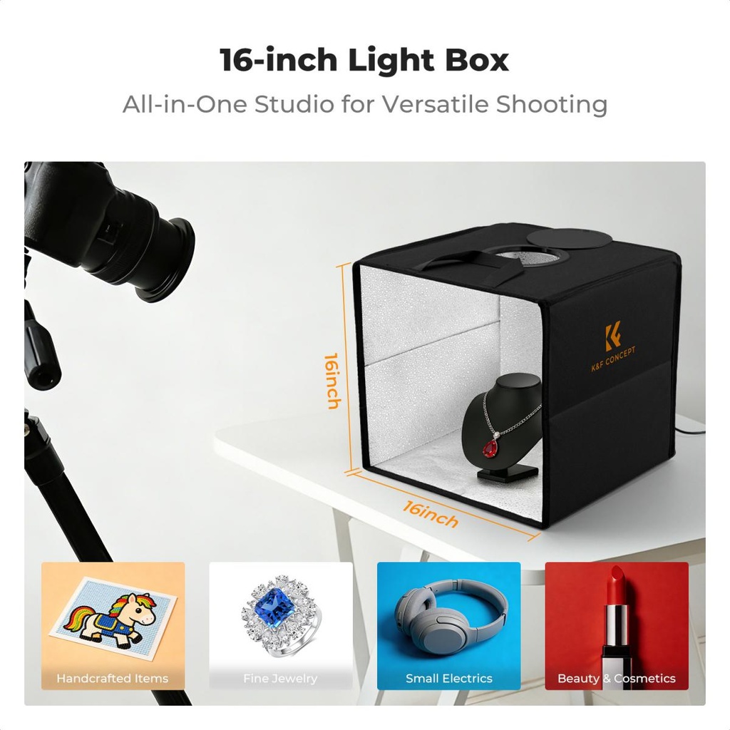 Caja De Luz 40x40 Cm Con 6 Fondos Fotograficos K&f Concept