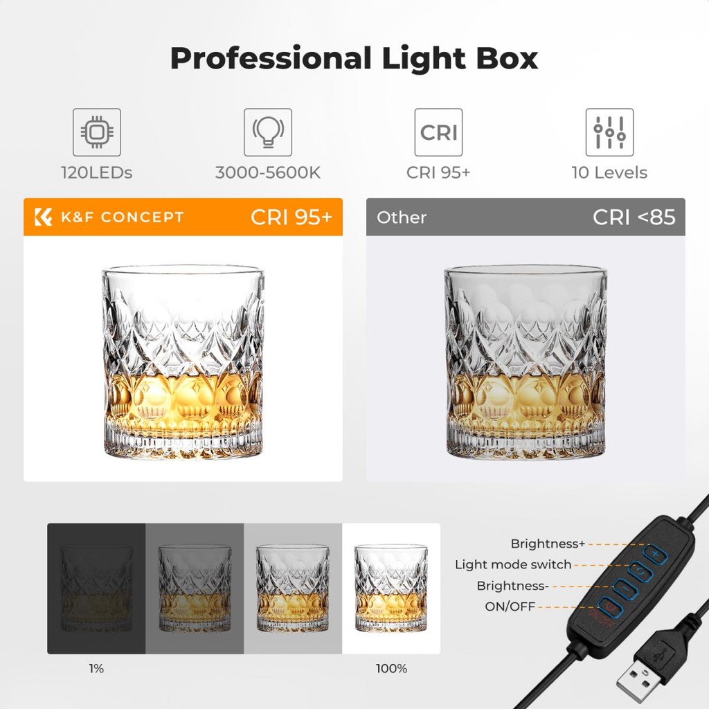 Caja De Luz 40x40 Cm Con 6 Fondos Fotograficos K&f Concept