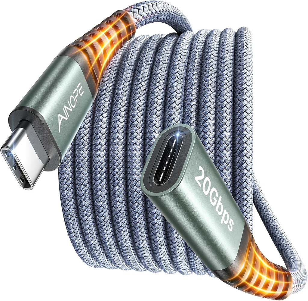 Extension 2 mts USB C 20Gbps USB 3.2 Macho Hermbra 240W 4K@60Hz