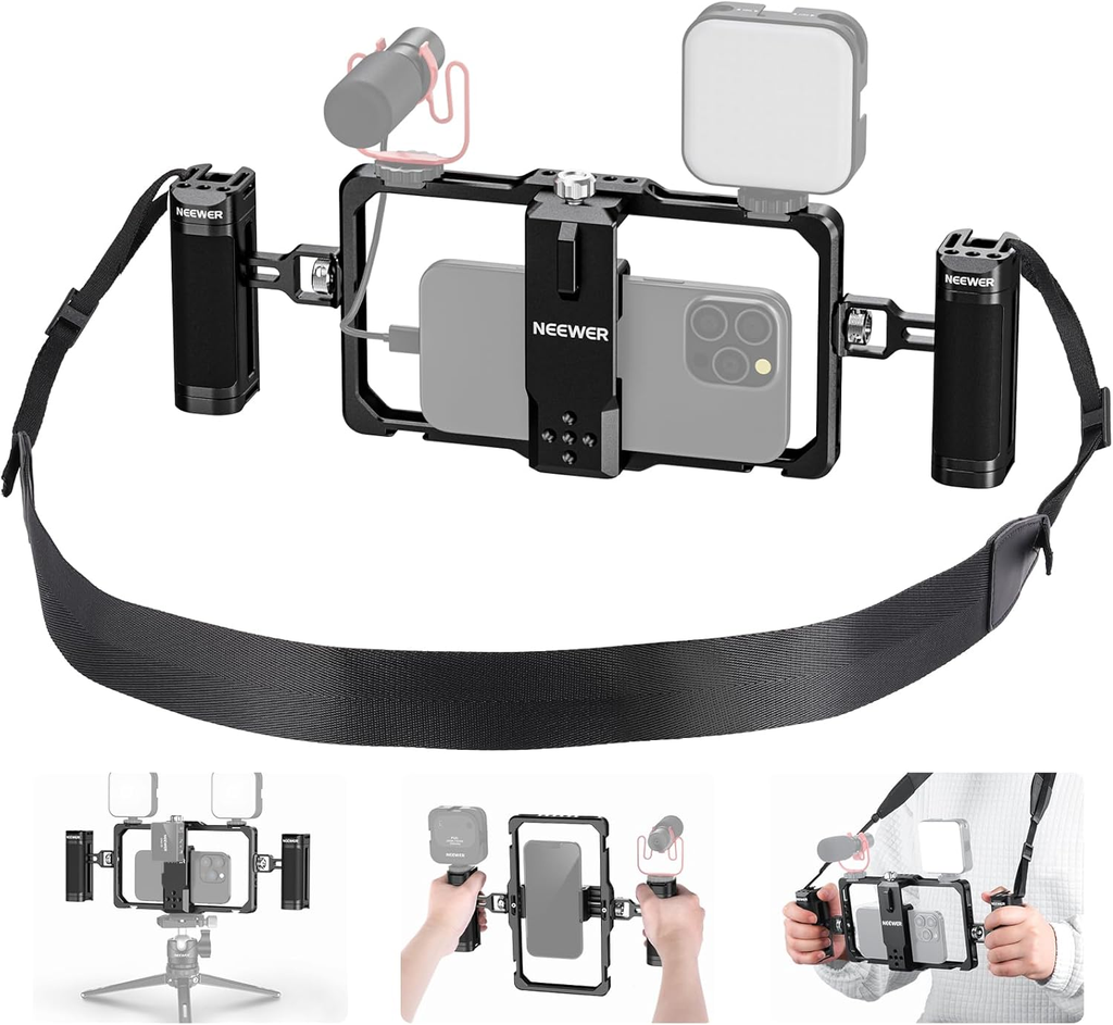 Estabilizador Rig Neewer Metalico Android iPhone Con 2 Grip con correa de cuello