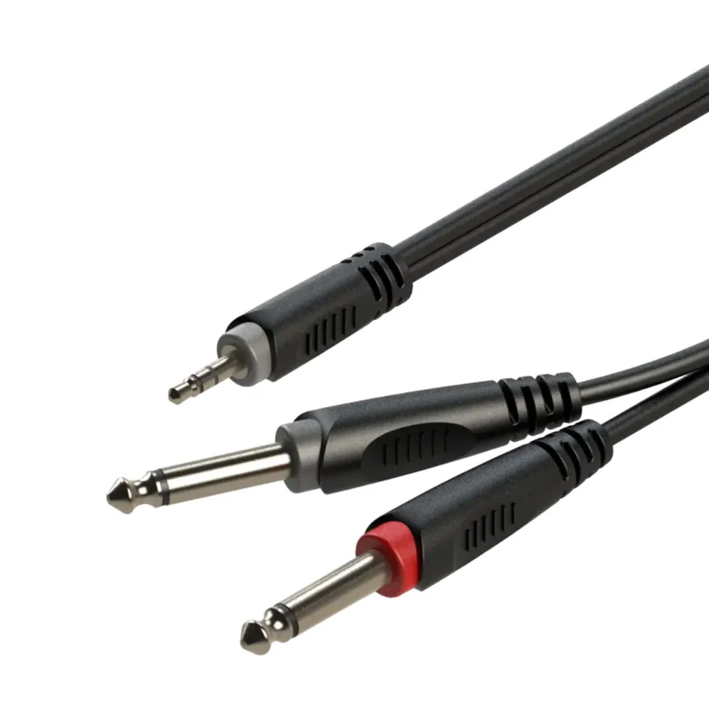 Cable Plug 3.5 Mm Estereo A Dual Plug 1/4 Mono 1 Mt Roxtone
