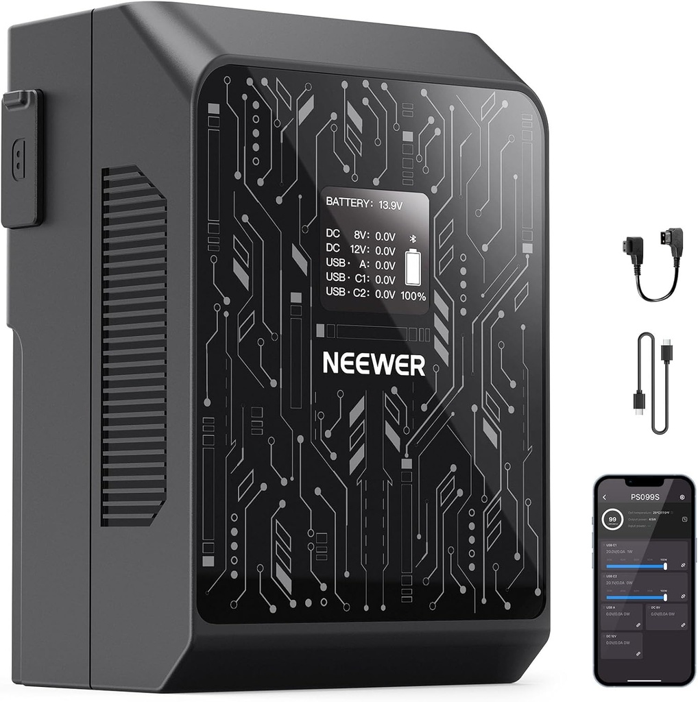 Bateria Vmount Neewer 99wh Smart mini 6800mah 14.5v Pd 100W Usb-c PS099S