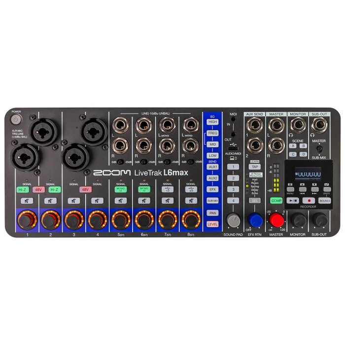Mezclador Grabador Multipista Zoom Livetrak L6Max 12 Track 32 Bit Flotantes