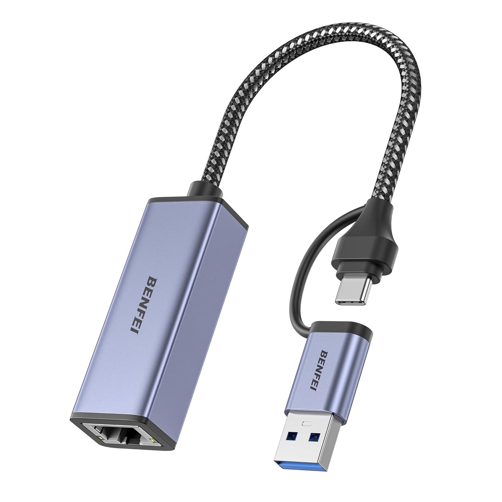 Adaptador USB C USB A a RJ45 Gigabit LAN (1000Mbps) Network Adapter