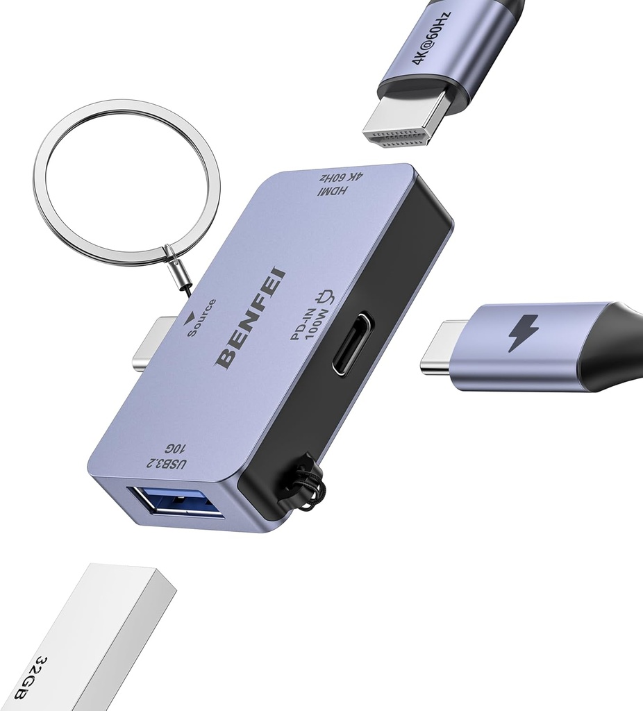 HUB BENFEI USB C a HDMI 4K@60Hz 10Gbps USB-A100W PD