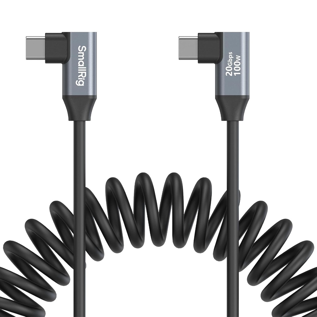 Cable Smallrig USB C Macho Macho Trenzado USB 3.2 Gen 2x2 100W 20Gbps 90 Grados 1 mts