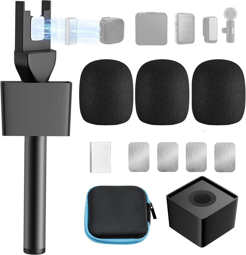 Adaptador Tipo Microfono Dinamico 3 Antipop Cubo y estuche