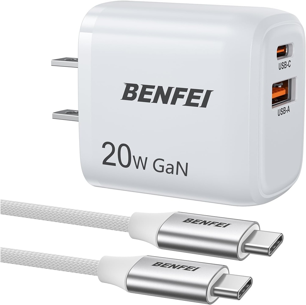 Cargador Rapido Benfei Usb-c Pd 20w GAN incluye cable USB C 1,5 Mts 