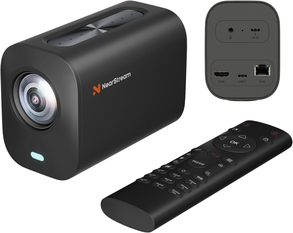 Camara NearStream VM20 4K USB Streaming 40X Zoom Hibrido 8 Mic Control Remoto HDMI/USB/RJ45