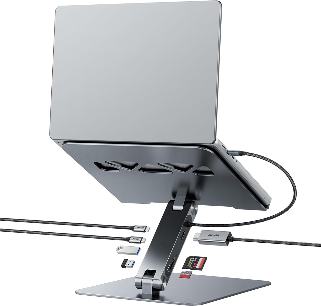 Stand Laptop Benfei 7 en 1 Docking Station HDMI 4K@60Hz SD Micro SD,100W Power Delivery,10Gbps USB C 3.2 and 2xUSB A 3.2 