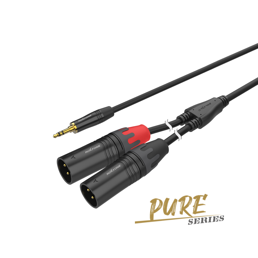 Cable 3.5mm estereo macho a dual XLR Macho 3 Metros Roxtone Pure