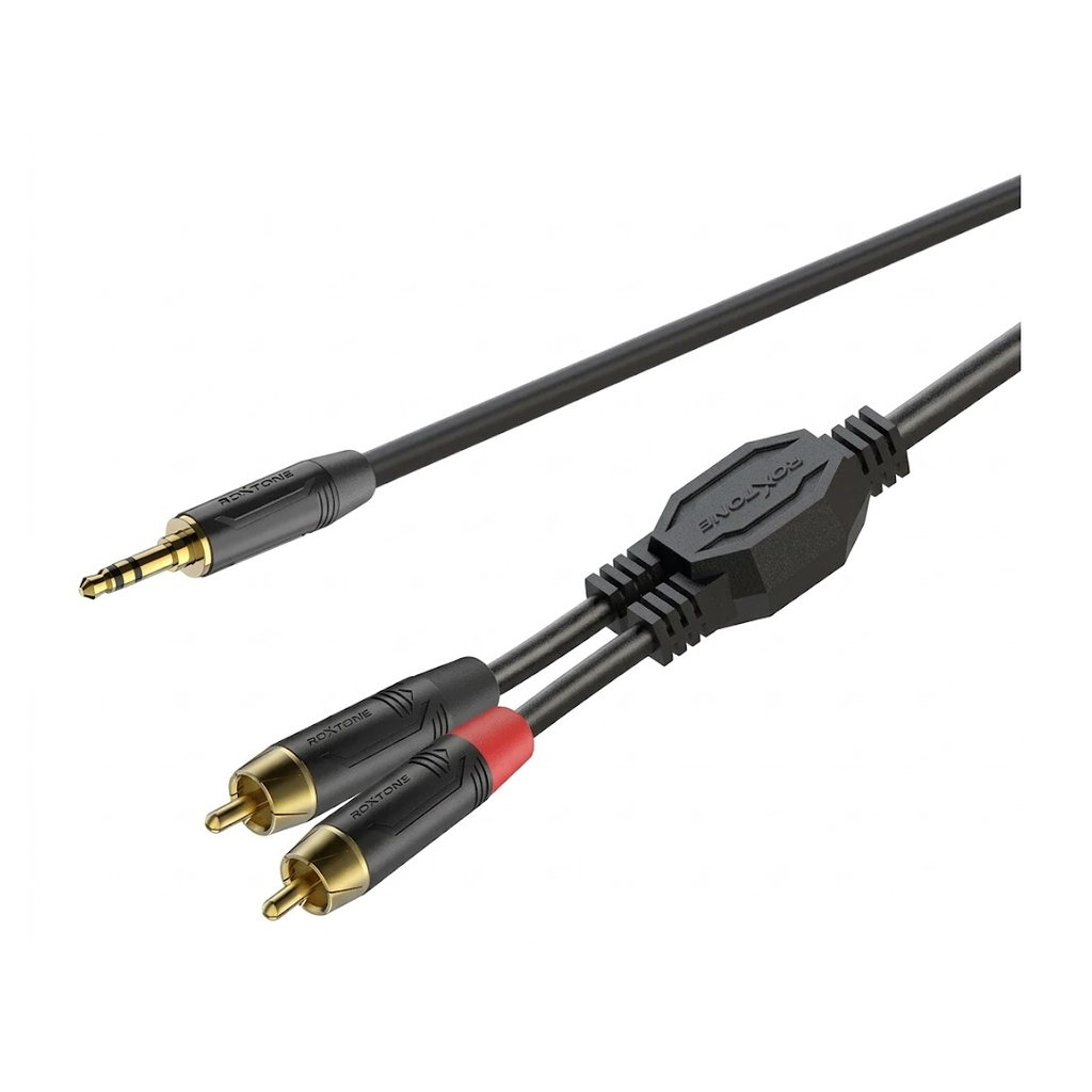 Cable 3.5mm estereo Macho a Dual RCA Macho 3 Metros ROXTONE