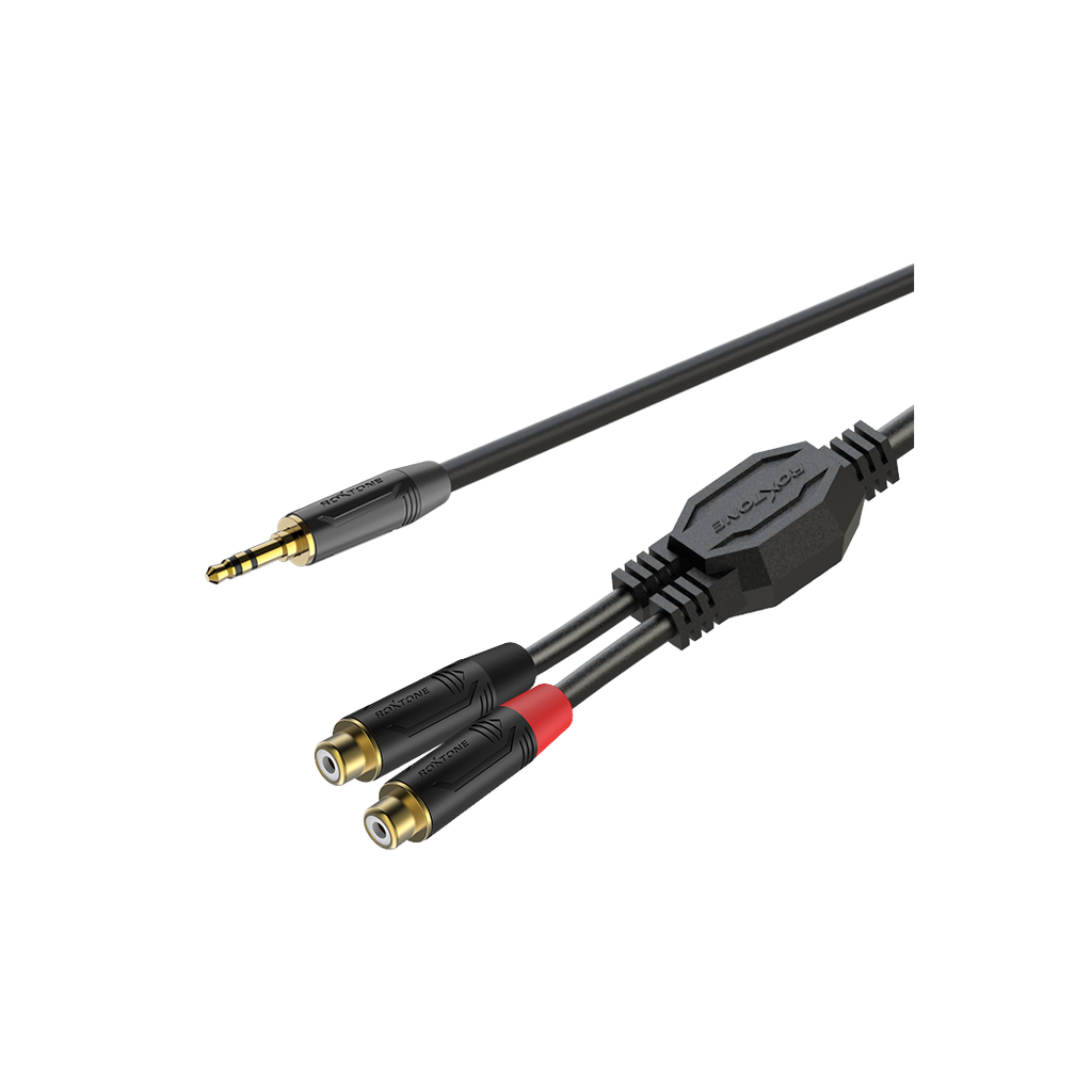 Cable 3.5mm estereo Macho a Dual RCA Hembra 2 Metros ROXTONE