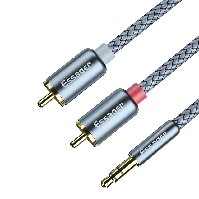 Cable Auxiliar 3.5mm A Rca Macho Estereo 2mt Nylon Reforzado