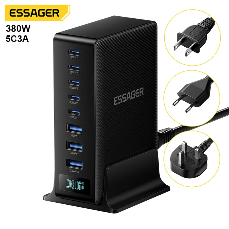 Estacion de Carga GAN Essager 380W 8 Puertos USB
