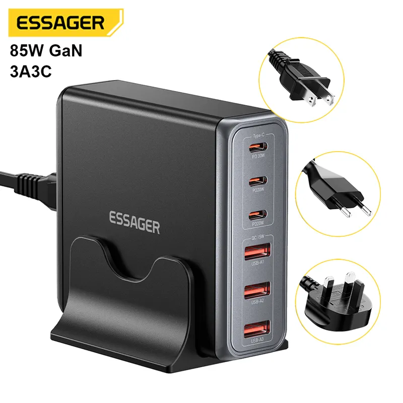 Estacion de Carga GAN Essager 85W 6 Puertos USB