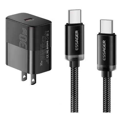 Cargador Rapido USB C 30w + Cable USB C 60W Essager