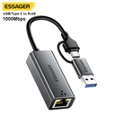 Adaptador Ethernet Essager Dual USB-A y Tipo-C a RJ45 Gigabit 1000Mbps