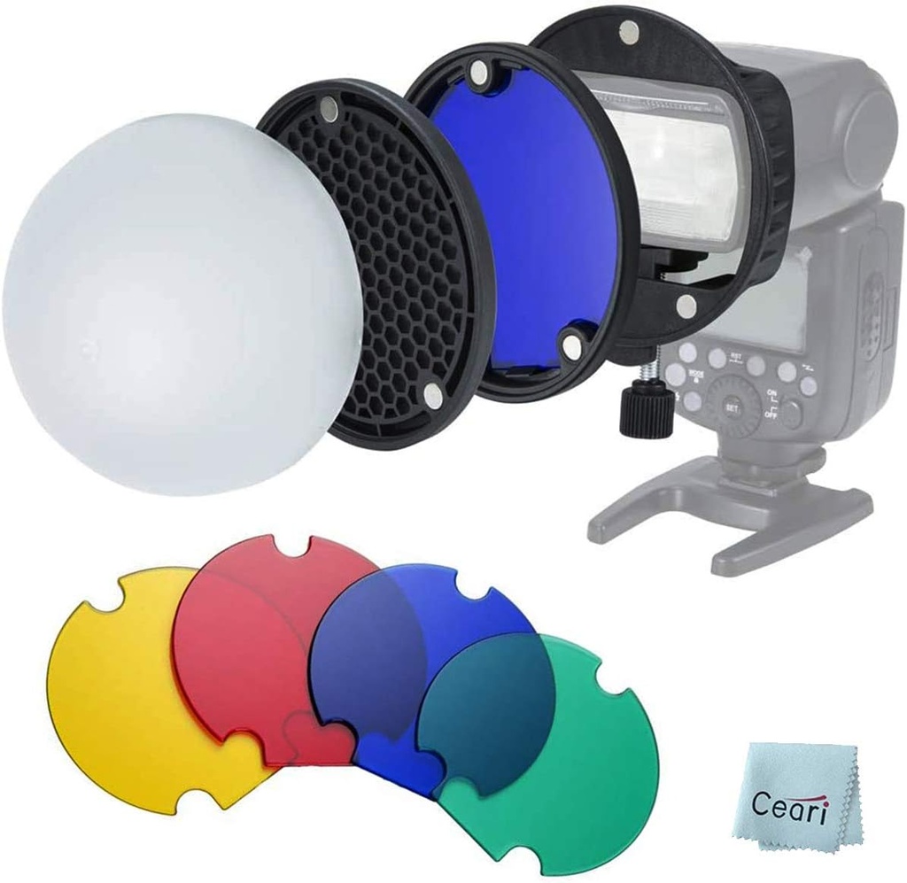  Kit de Modificadores Flash Magnéticos Triopo MagDome con Difusor, Panal de Abeja y Geles de Color (Montura Universal cuadrada)