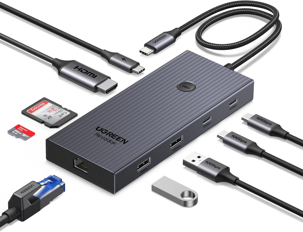  Hub Tipo C 9 En 1 Ugreen Revodok Ethernet HDMI 4K 100W PD Charging SD TF