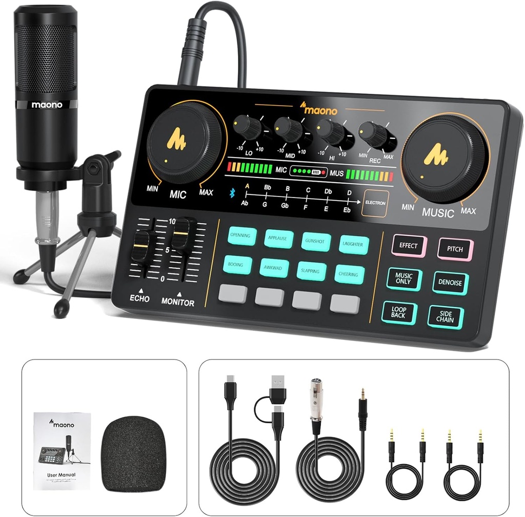 Interfaz de Audio MaonoCaster Lite AU-AM200-S1 (Kit de Podcast con Micrófono)