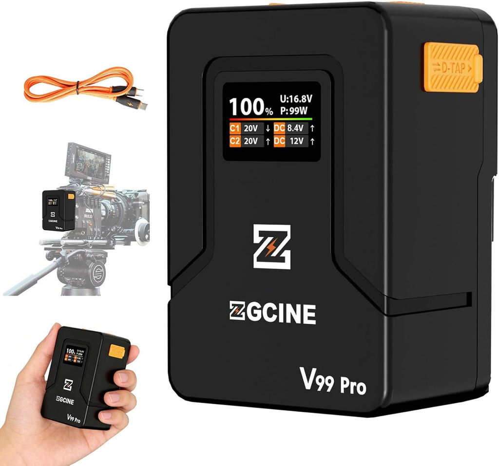 Bateria Vmount ZGcine V99 Pro, 94.72Wh 6400mAh V Lock PD100W D-Tap/Dual USB-C/BP/Dual DC