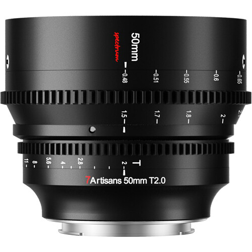 Lente de cine 7Artisans 50mm T2.0 Spectrum Prime Sony E Mount FULL FRAME
