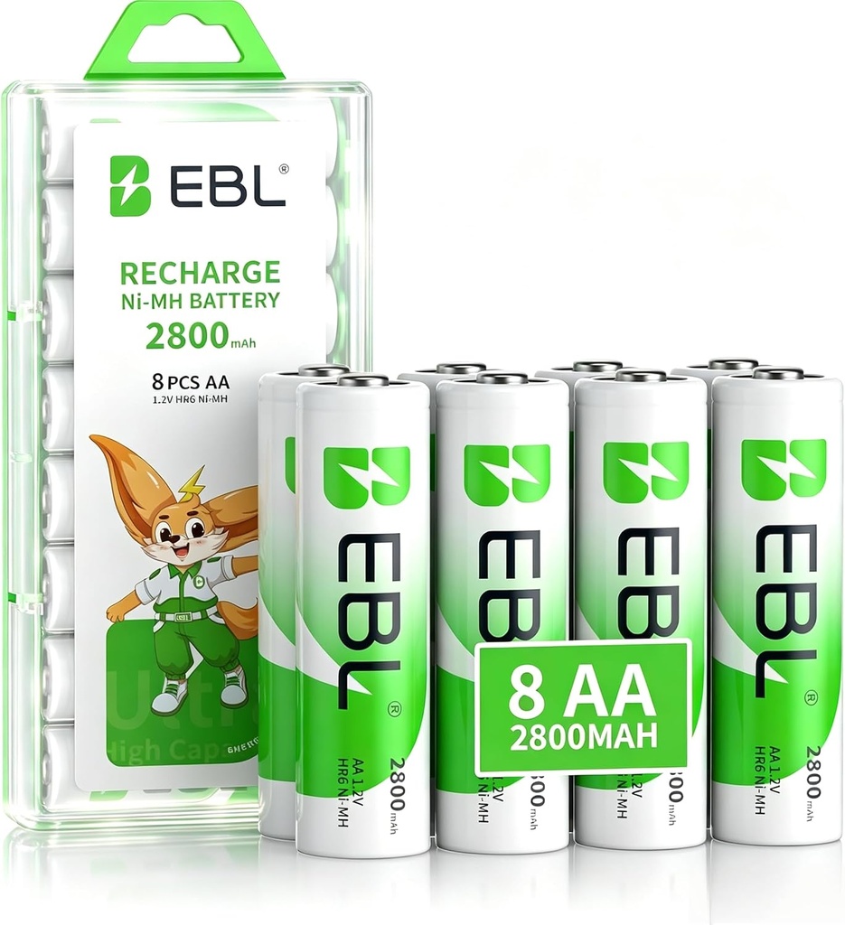 Baterias Pilas EBL AA Recargables Ni-mh 2800 Mah 8 Pack