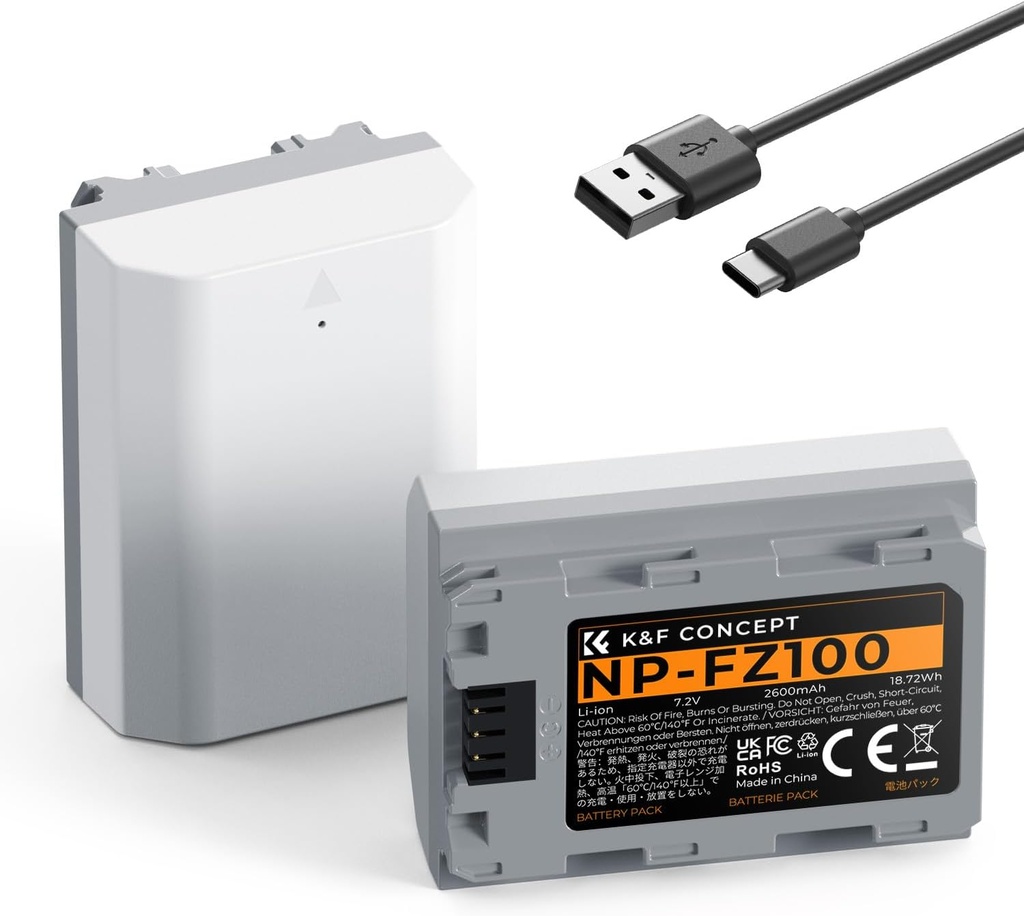 2 Pack Bateria Kf Concept Sony Np-fz100 Carga Rapida Usb C 2600mah