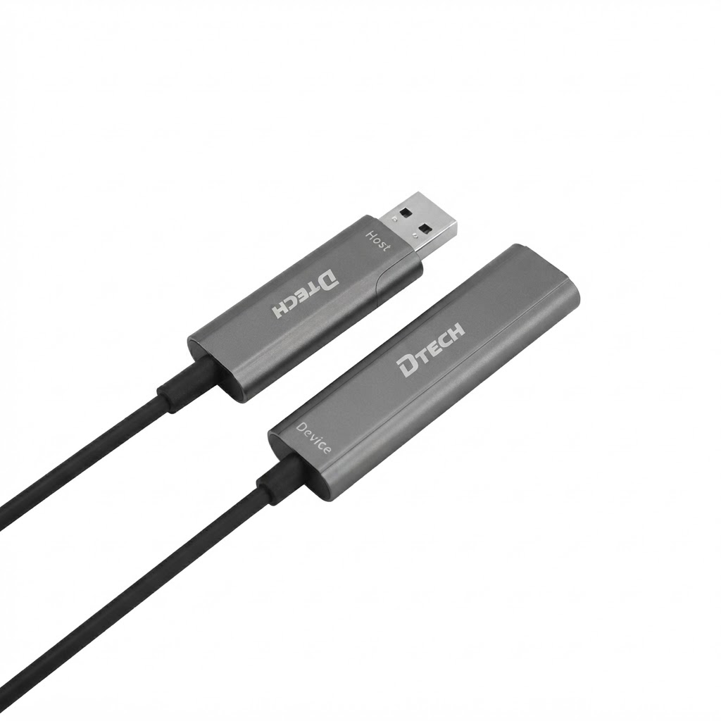 Cable de Extensión de Fibra Óptica USB 3.2 Gen 2 (50 Metros, 10 Gbps) Dtech