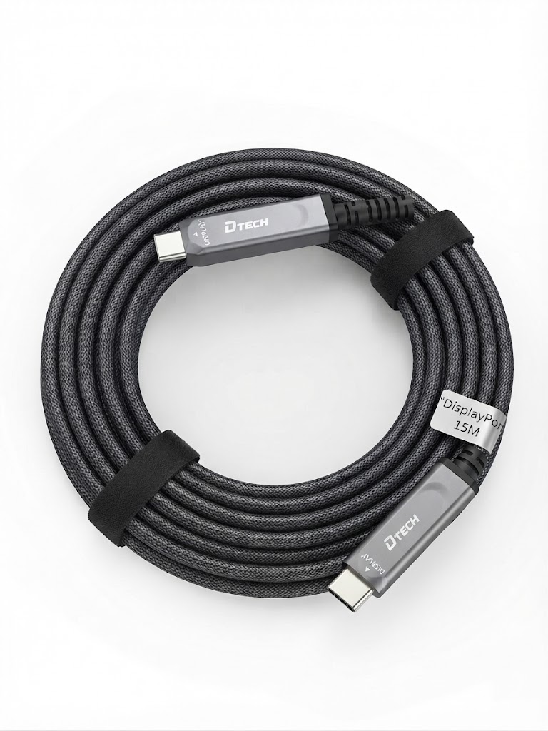 Cable de datos de fibra óptica USB Tipo-C (macho a macho) DTECH DT-TF600 de 15 Metros