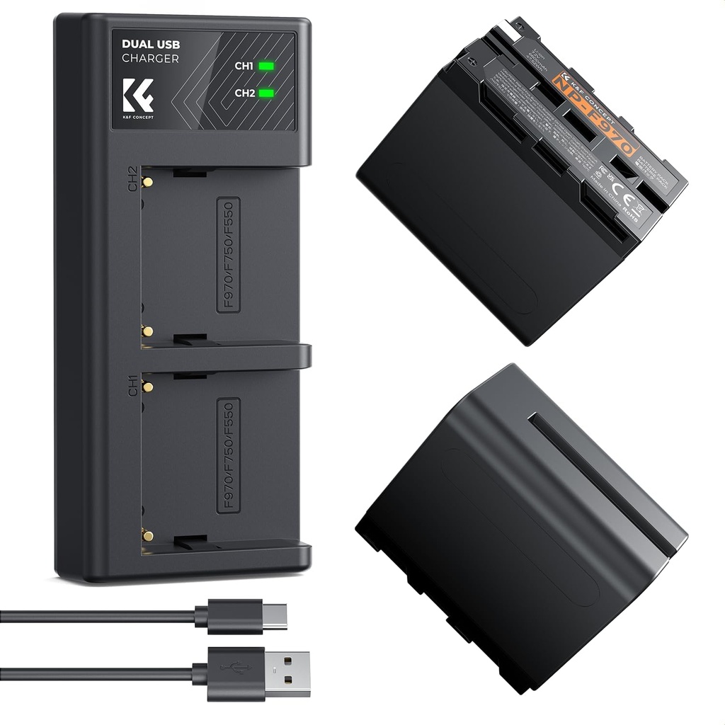 Kit 2 Baterias Np-F970 6600mah para Sony K&f Concept + Cargador