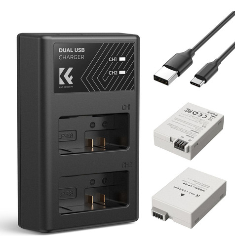 Cargador Dual + 2 Bateria Kf Concept Canon Lp-e8 T2i T3i T4i