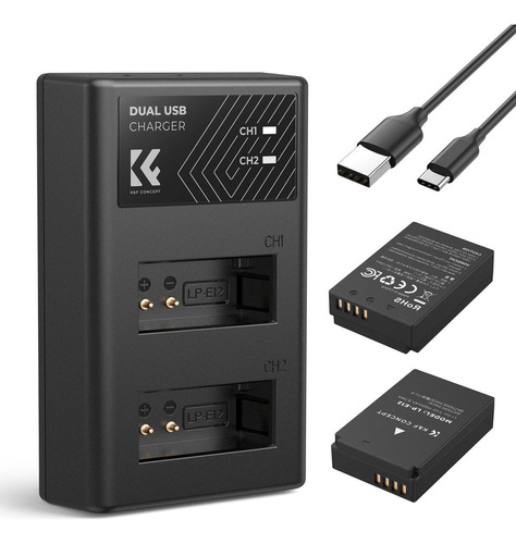 Cargador Dual + 2 Bateria Kf Concept Canon Lp-e12 1100mah