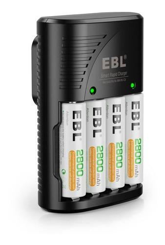 Cargador Baterias Aa Y Aaa + 4 Bateria Aa 2800 Mah