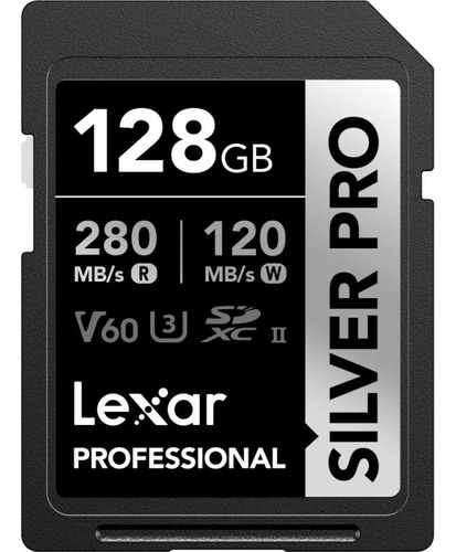 Memoria Sd 128gb Lexar Class 10 U3 V60 Silver Pro Sdxc Uhsii
