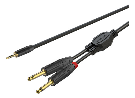 Cable Plug 3.5 Mm Estereo A Dual Plug 1/4 Mono 3 Mts Roxtone