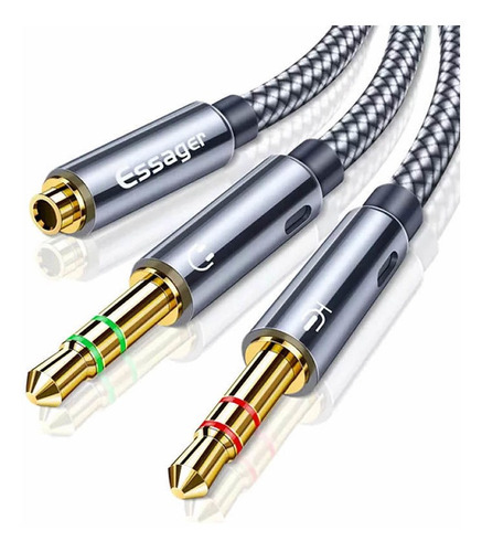 Separador De Audio Trrs A Trs Audifono Y Microfono Essager
